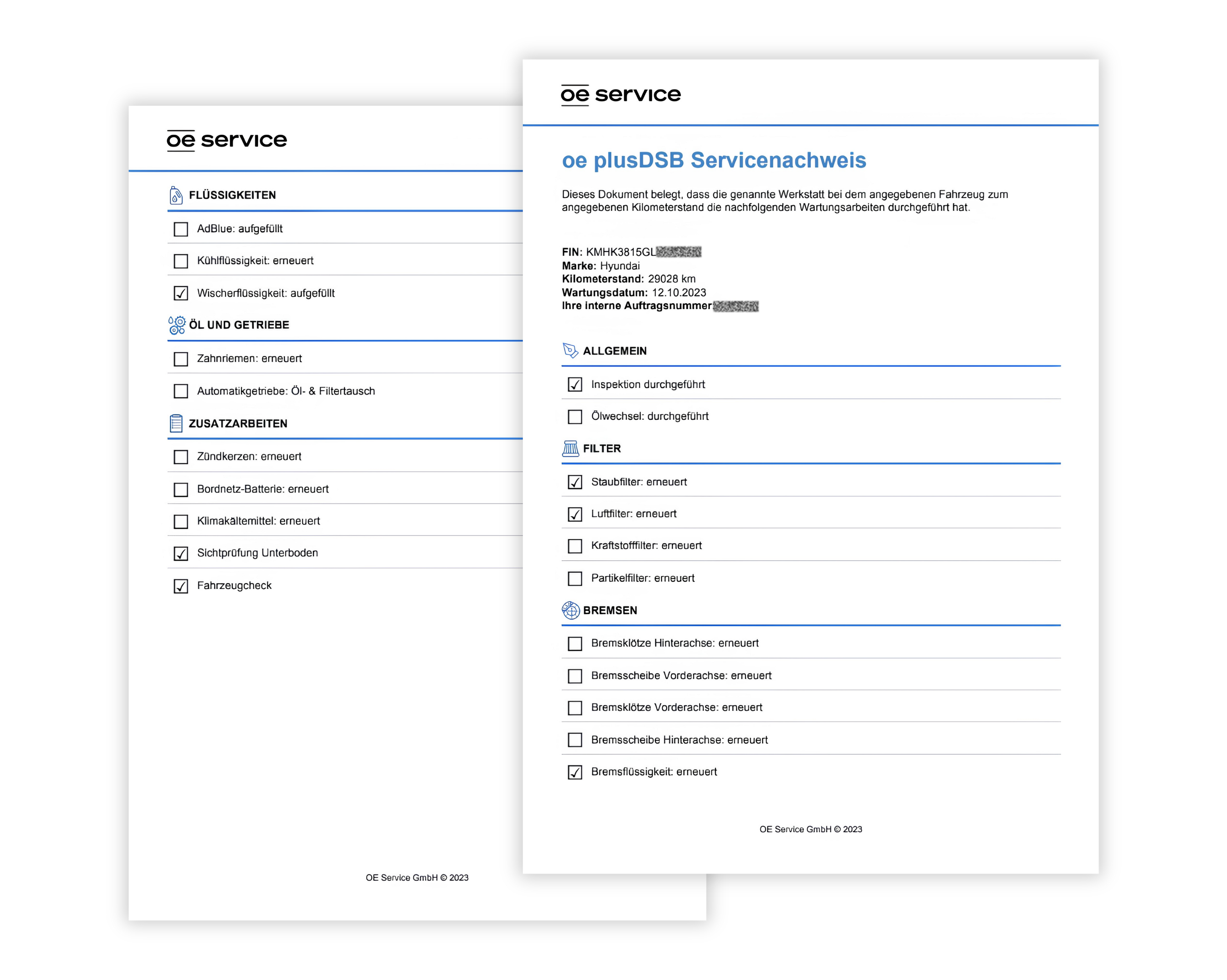 Screenshot einer Webseite mit dem Servicenachweis eines Fahrzeugs, mit Wartungshistorie für DS Automobiles, einschließlich Servicedaten, Kilometerstand und durchgeführten Arbeiten bei jedem Besuch.